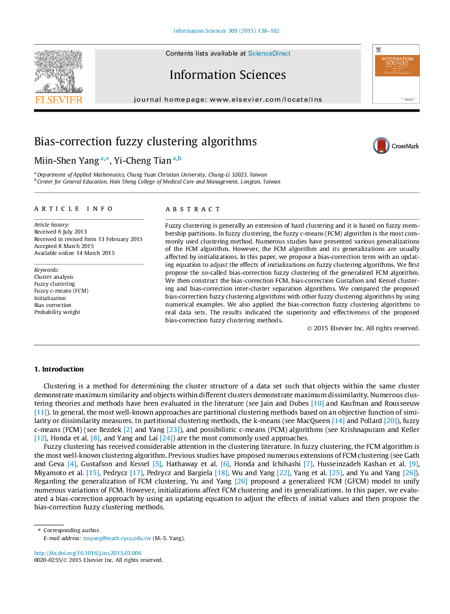 Bias-correction fuzzy clustering algorithms