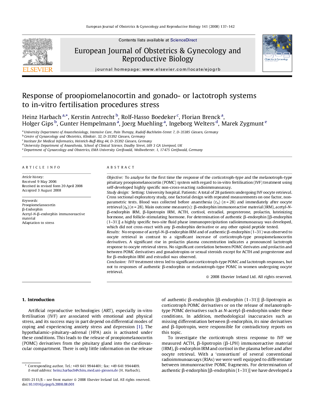عکس صفحه اول مقاله: Response of proopiomelanocortin and gonado- or lactotroph systems to in-vitro fertilisation procedures stress Response of proopiomelanocortin and gonado- or lactotroph systems to in-vitro fertilisation procedures stress