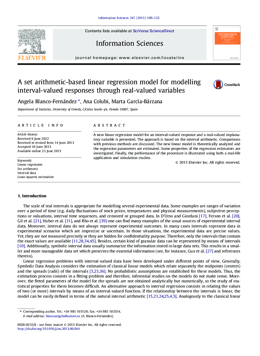 A set arithmetic-based linear regression model for modelling interval-valued responses through real-valued variables