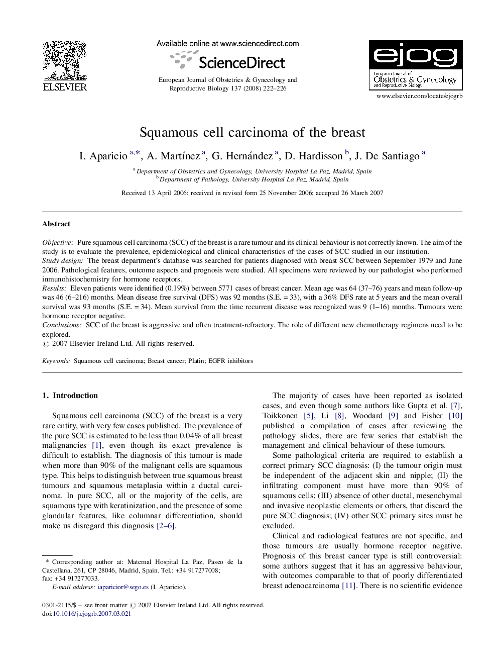 Squamous cell carcinoma of the breast