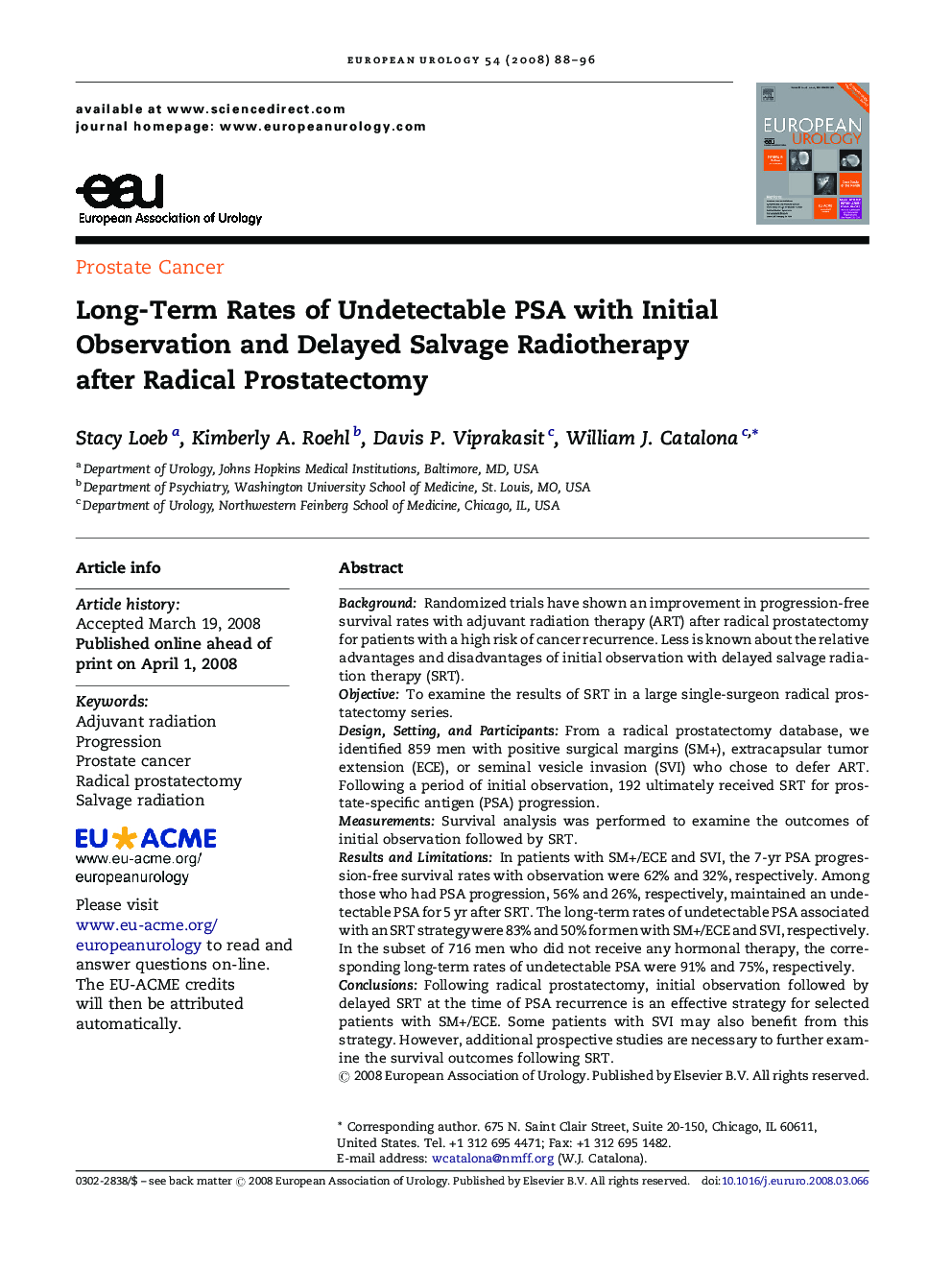 Long-Term Rates of Undetectable PSA with Initial Observation and Delayed Salvage Radiotherapy after Radical Prostatectomy