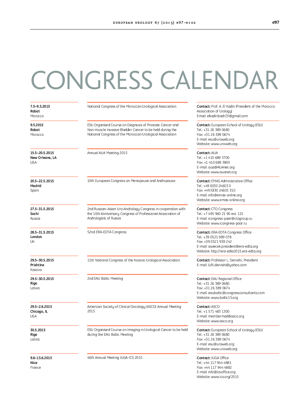 Congress Calendar