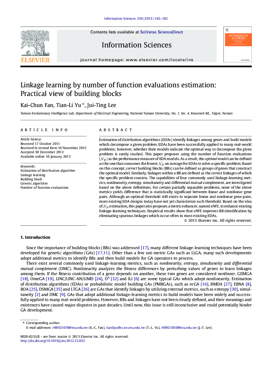 Linkage learning by number of function evaluations estimation: Practical view of building blocks