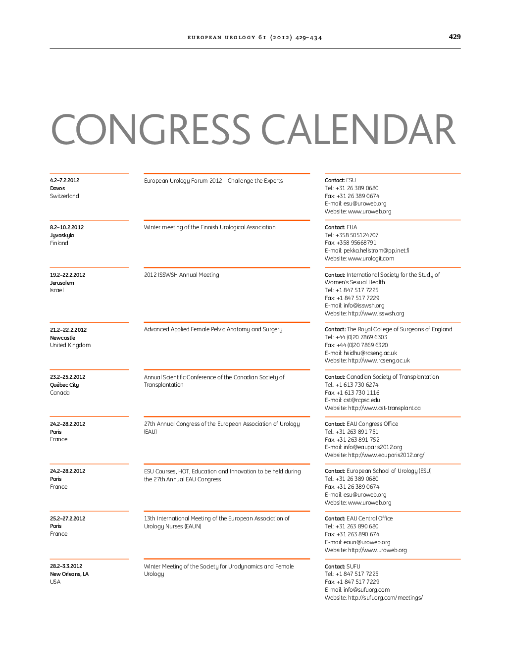 Congress Calendar