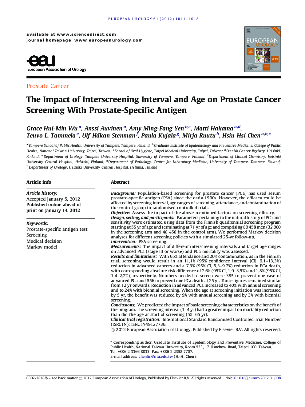 The Impact of Interscreening Interval and Age on Prostate Cancer Screening With Prostate-Specific Antigen