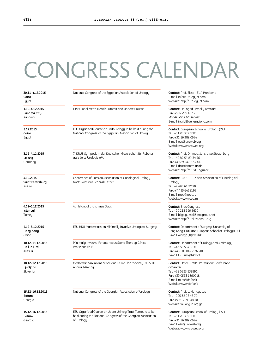 Congress Calendar