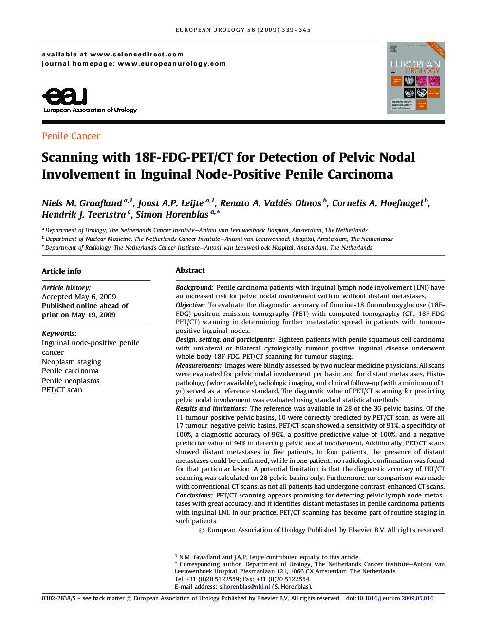 Scanning with 18F-FDG-PET/CT for Detection of Pelvic Nodal Involvement in Inguinal Node-Positive Penile Carcinoma