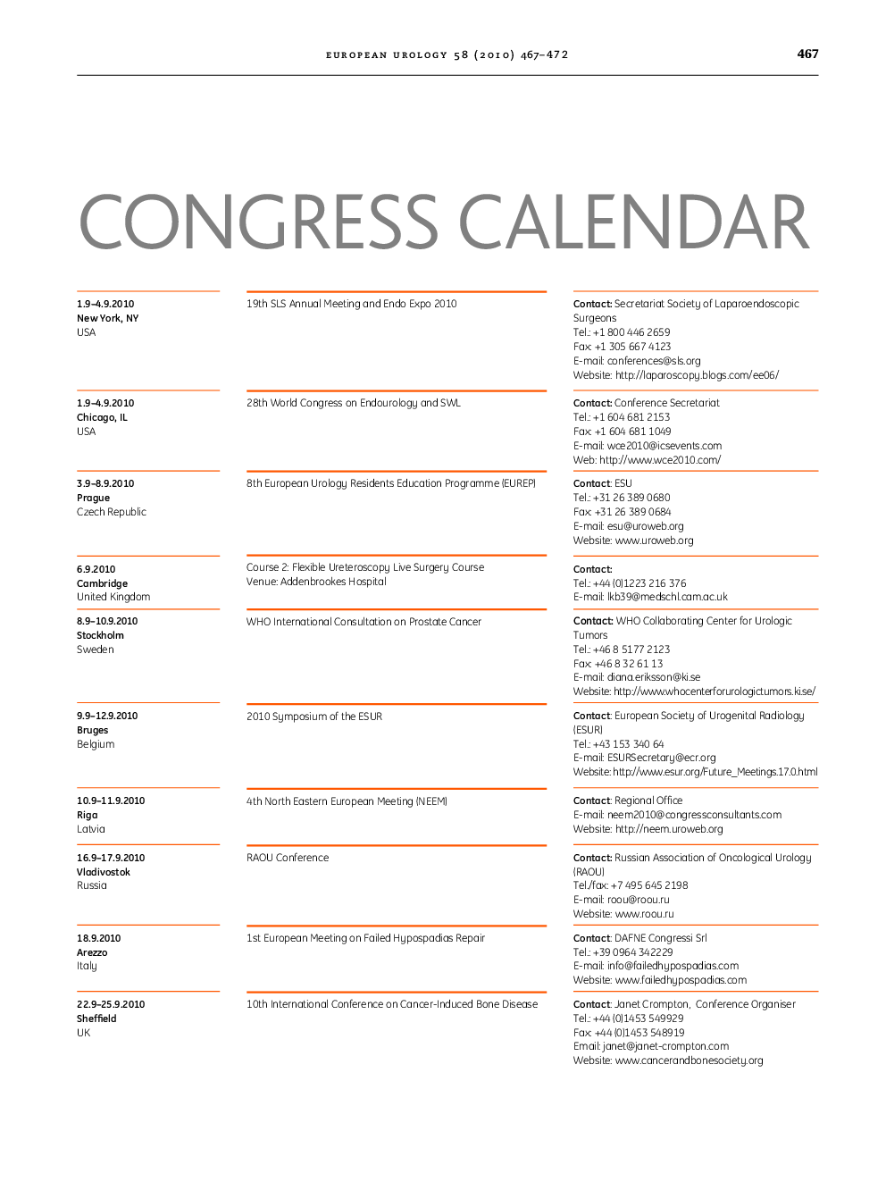 Congress Calendar