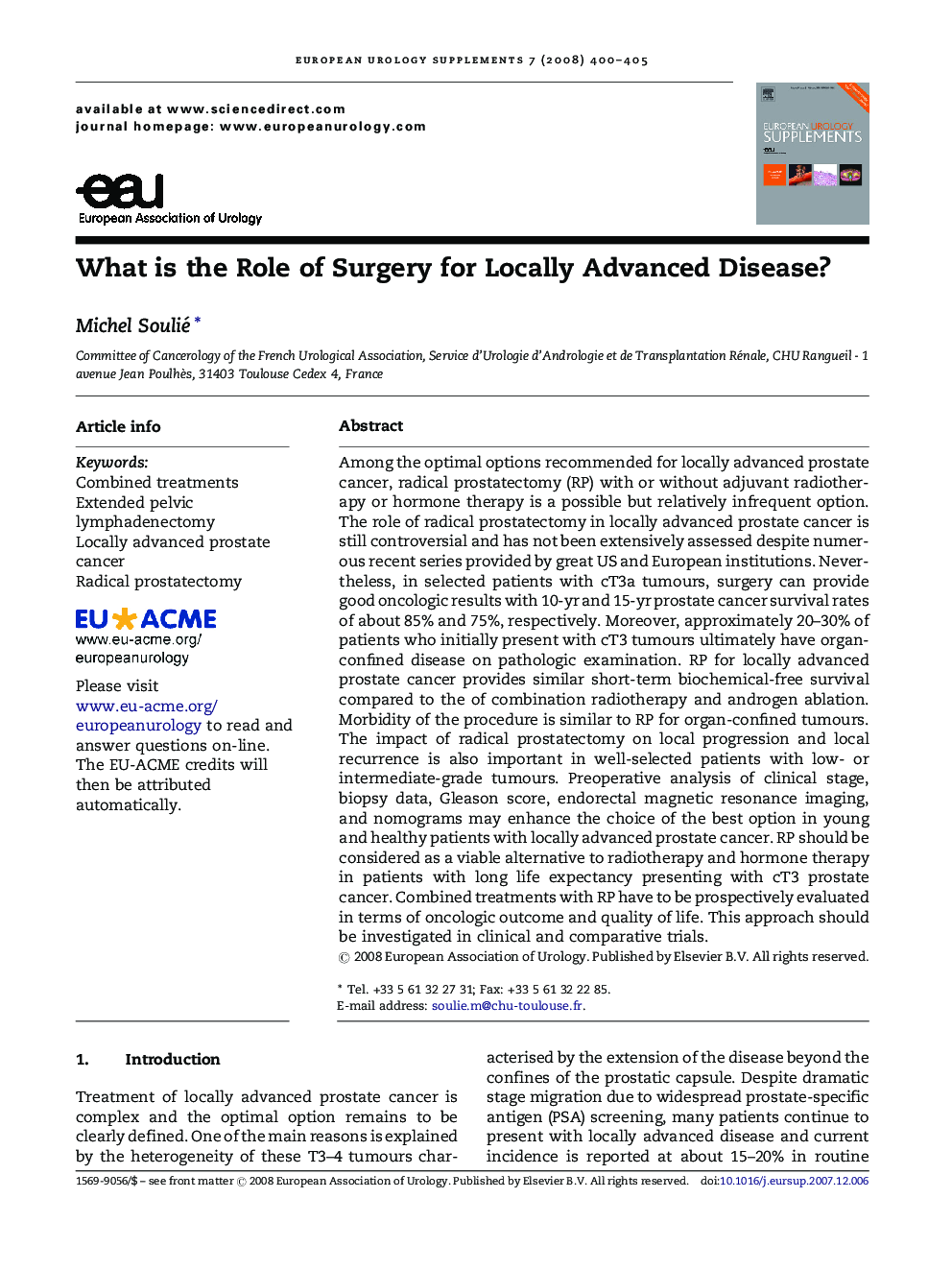 What is the Role of Surgery for Locally Advanced Disease? 