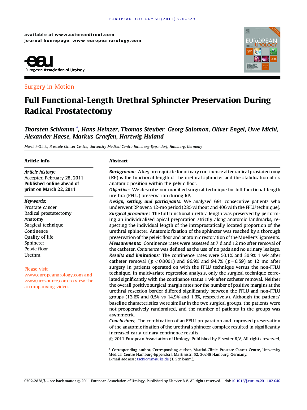 Full Functional-Length Urethral Sphincter Preservation During Radical Prostatectomy