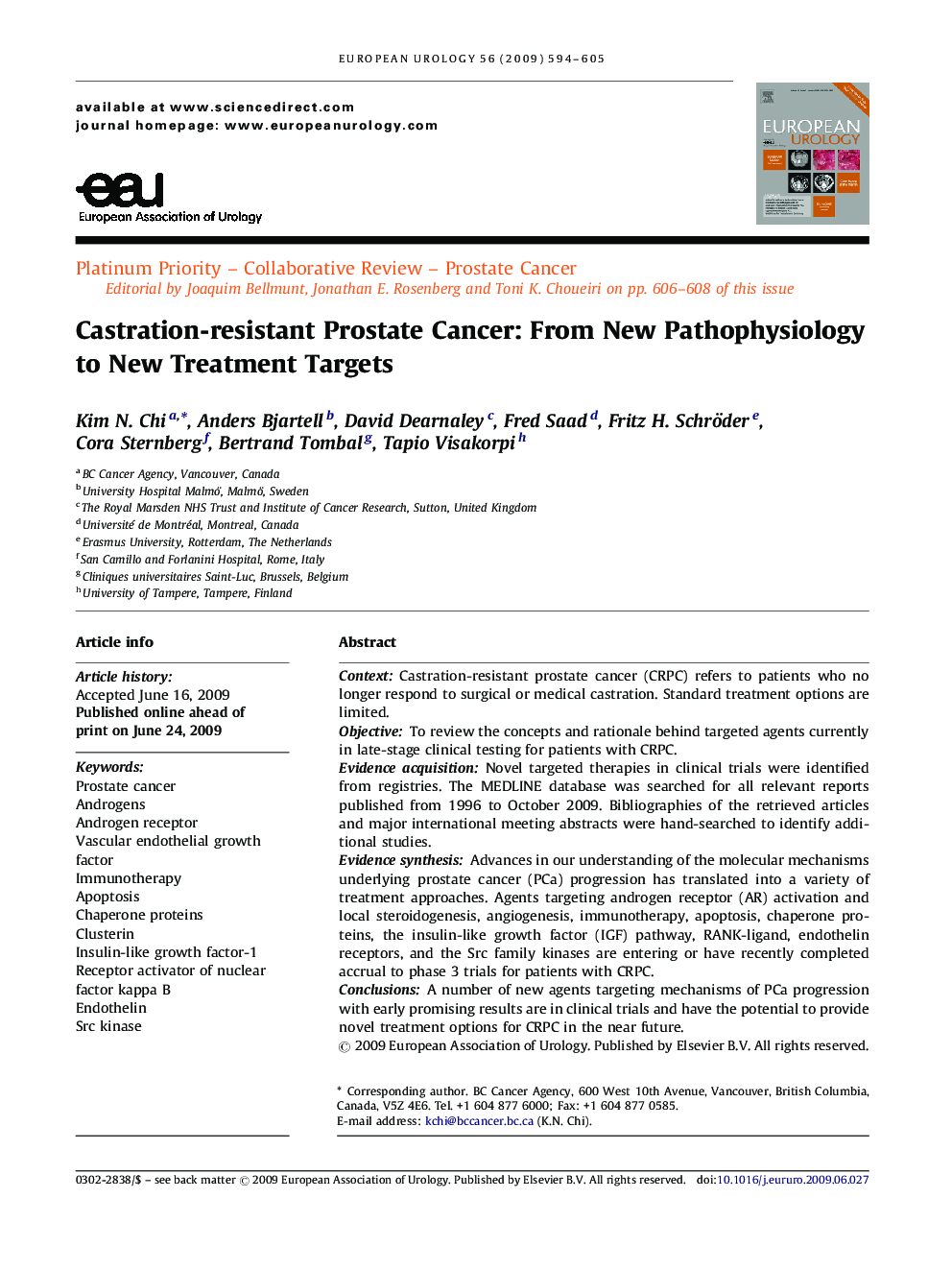 Castration-resistant Prostate Cancer: From New Pathophysiology to New Treatment Targets