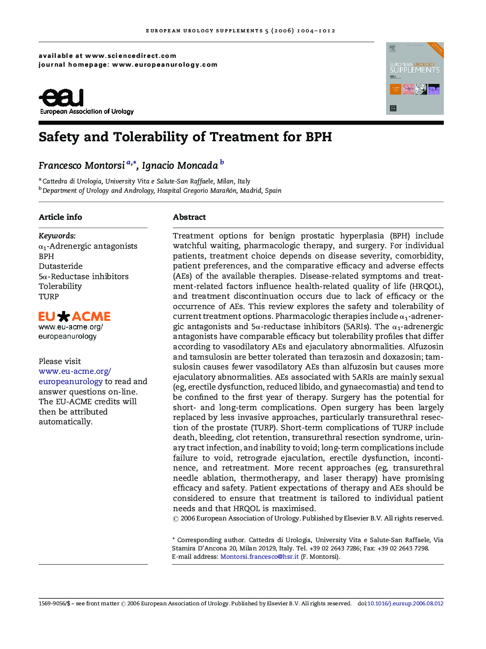 Safety and Tolerability of Treatment for BPH 