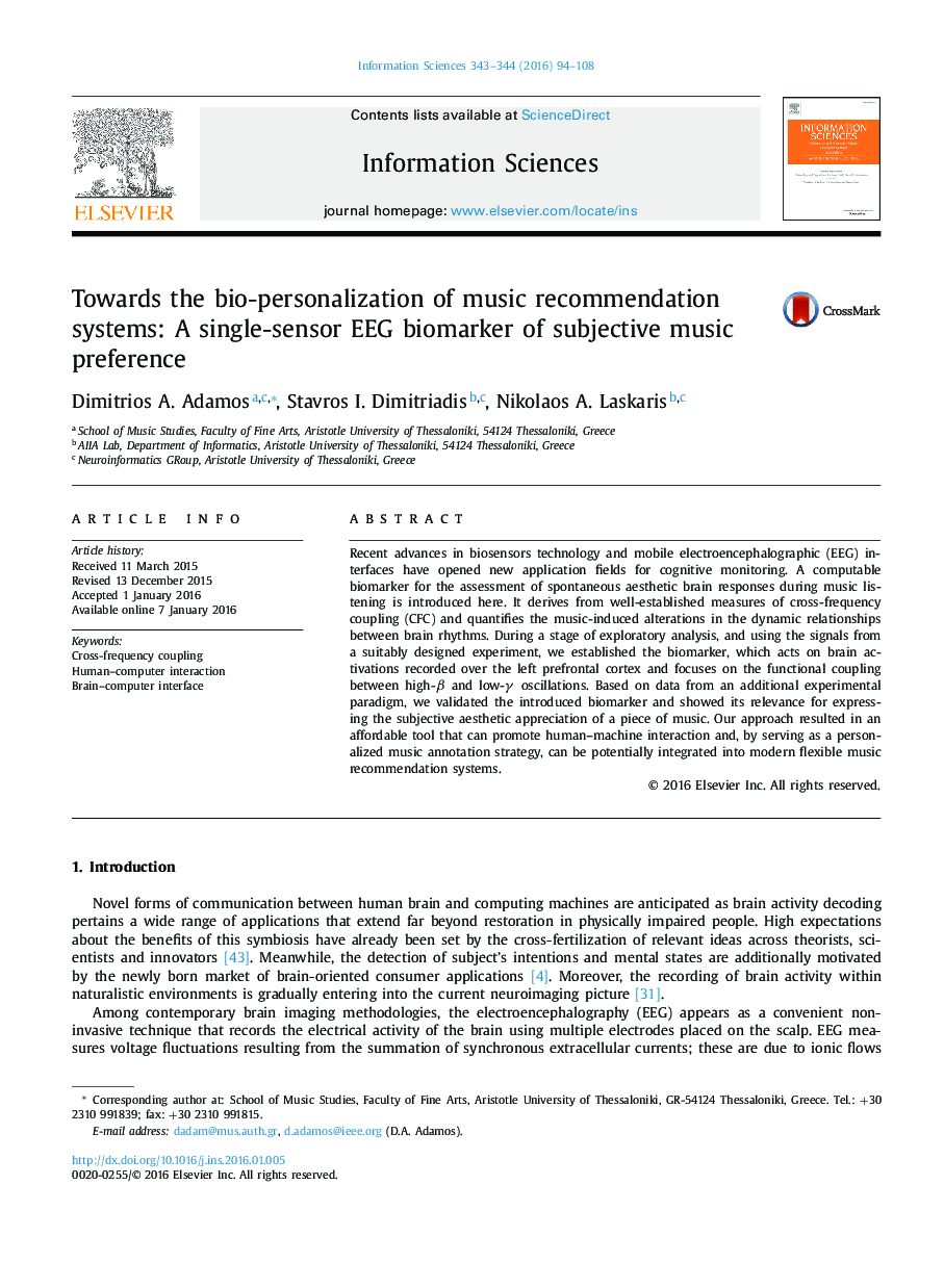 Towards the bio-personalization of music recommendation systems: A single-sensor EEG biomarker of subjective music preference