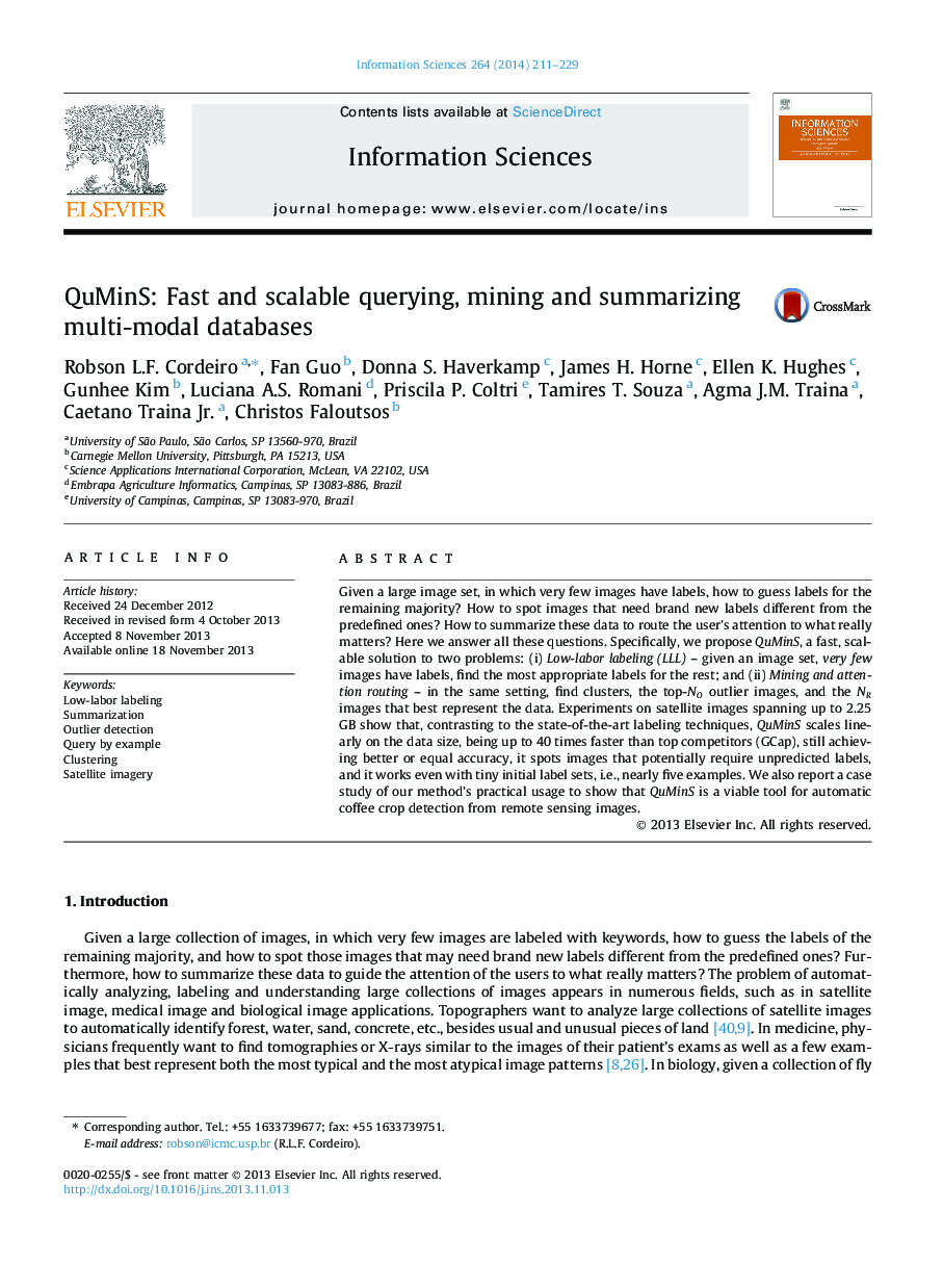 QuMinS: Fast and scalable querying, mining and summarizing multi-modal databases