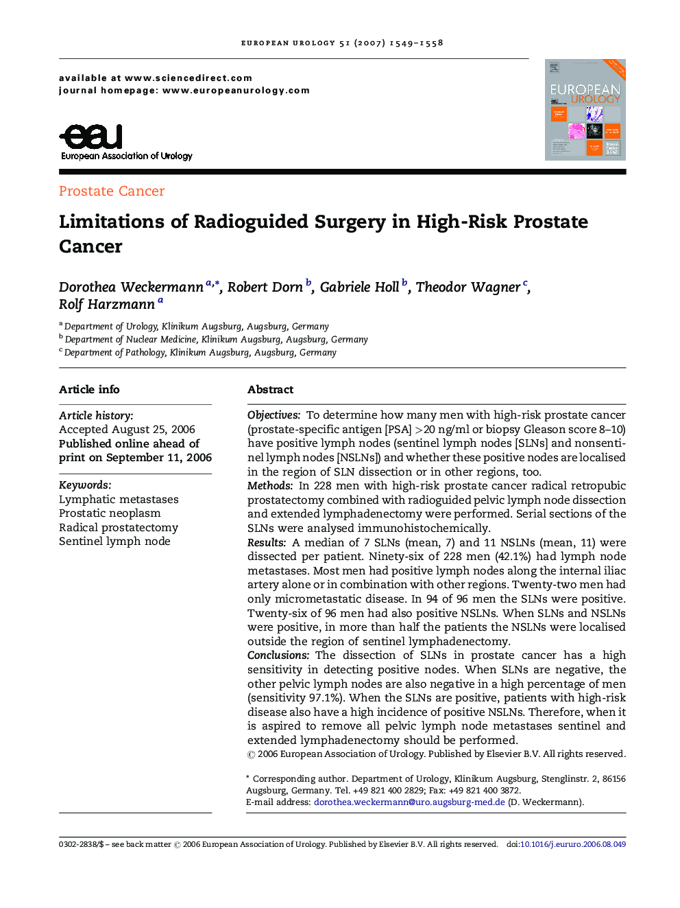 Limitations of Radioguided Surgery in High-Risk Prostate Cancer