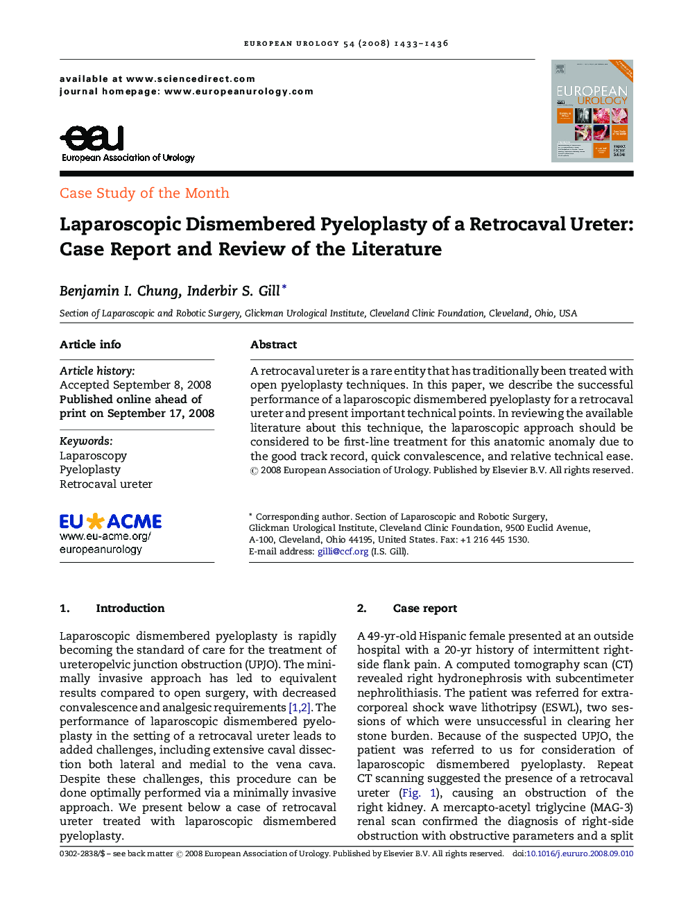 Laparoscopic Dismembered Pyeloplasty of a Retrocaval Ureter: Case Report and Review of the Literature