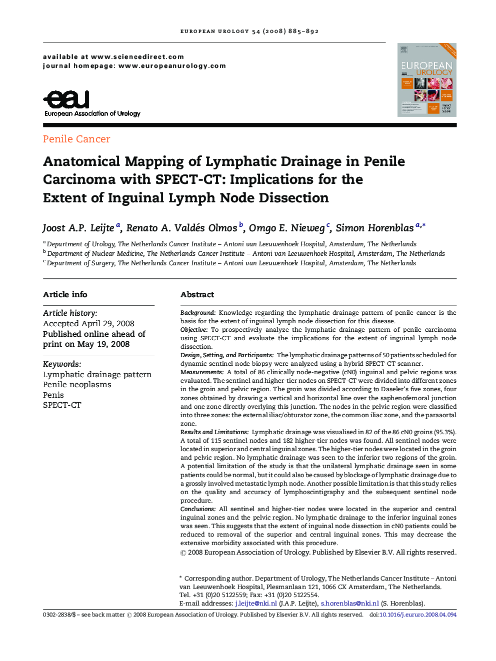 Anatomical Mapping of Lymphatic Drainage in Penile Carcinoma with SPECT-CT: Implications for the Extent of Inguinal Lymph Node Dissection