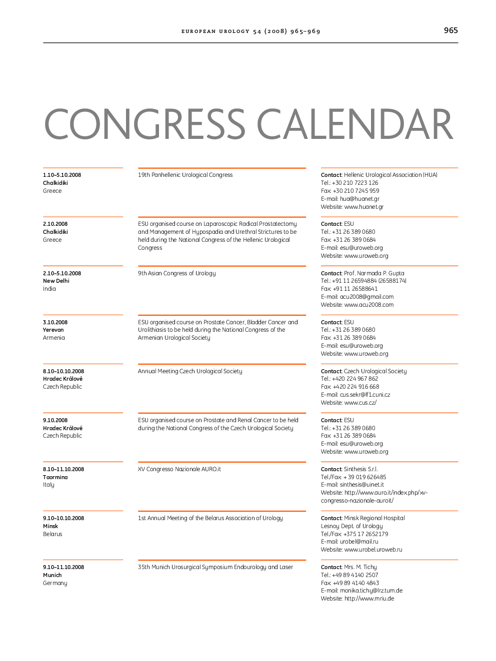 Congress Calendar