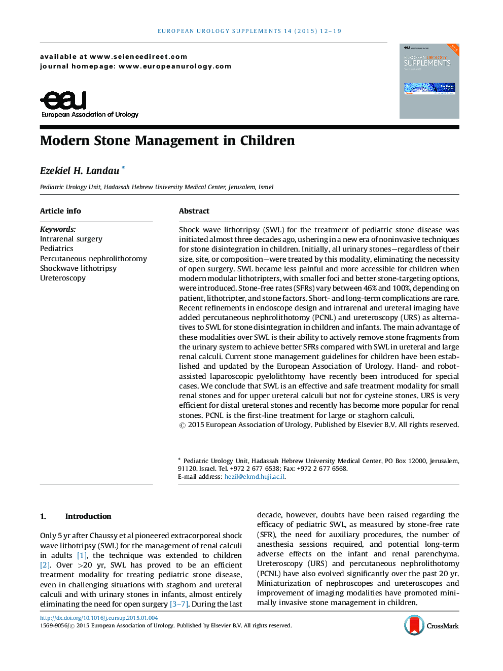 Modern Stone Management in Children