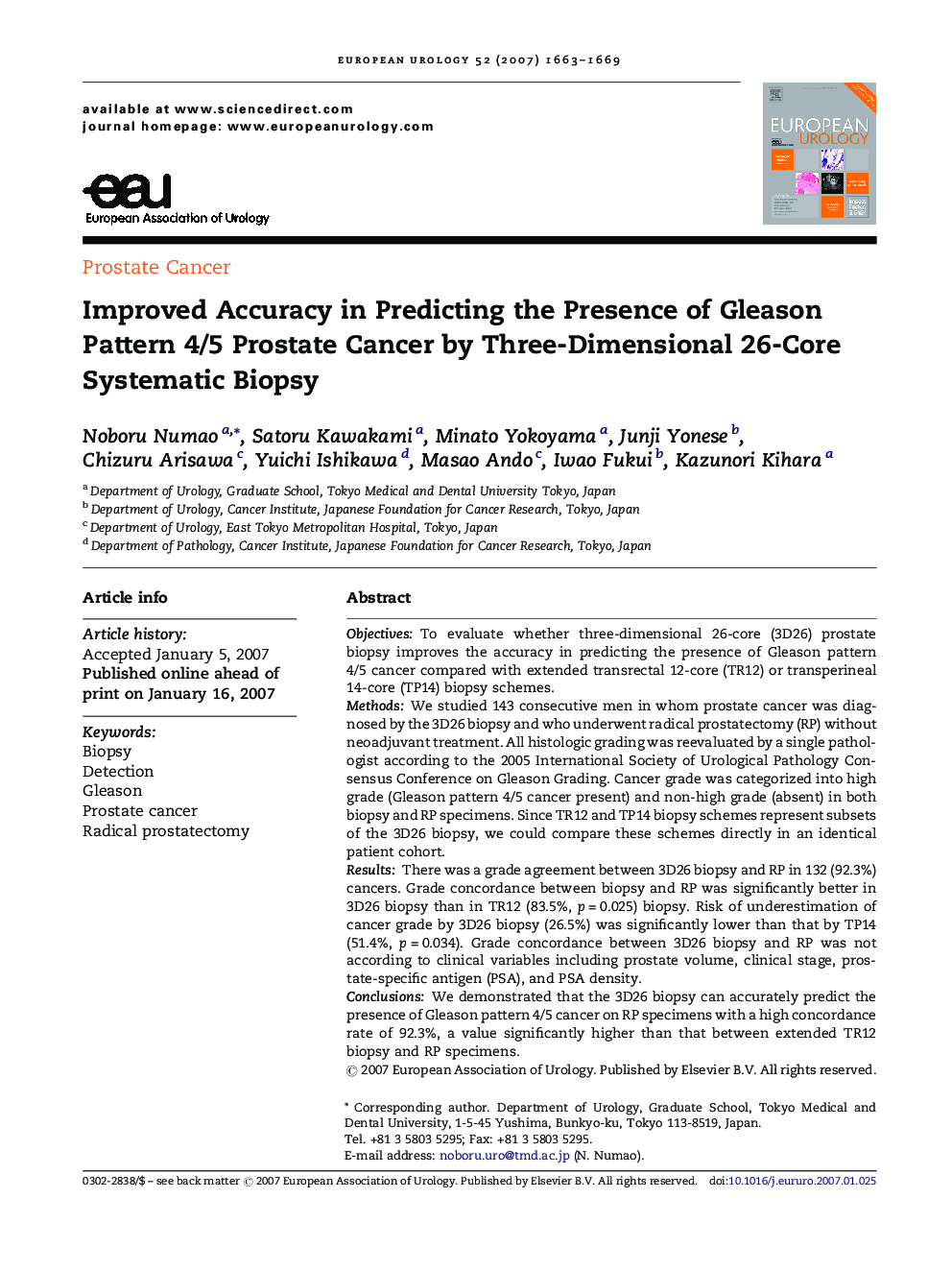 Improved Accuracy in Predicting the Presence of Gleason Pattern 4/5 Prostate Cancer by Three-Dimensional 26-Core Systematic Biopsy