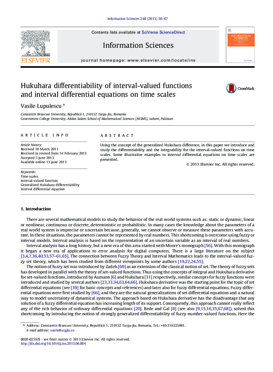 Hukuhara differentiability of interval-valued functions and interval differential equations on time scales