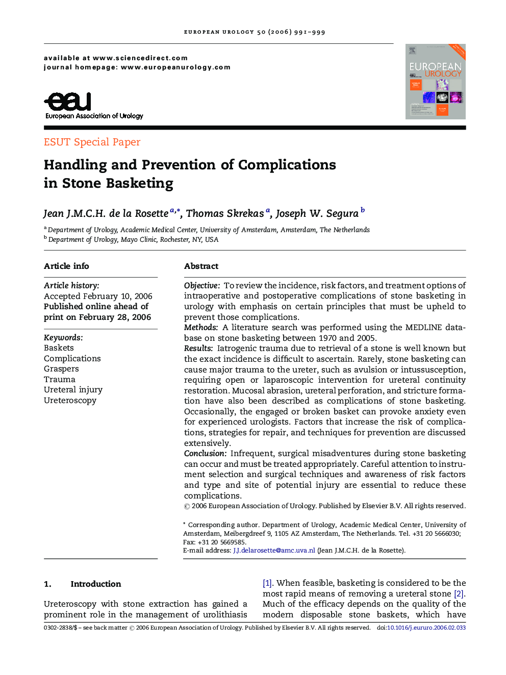 Handling and Prevention of Complications in Stone Basketing