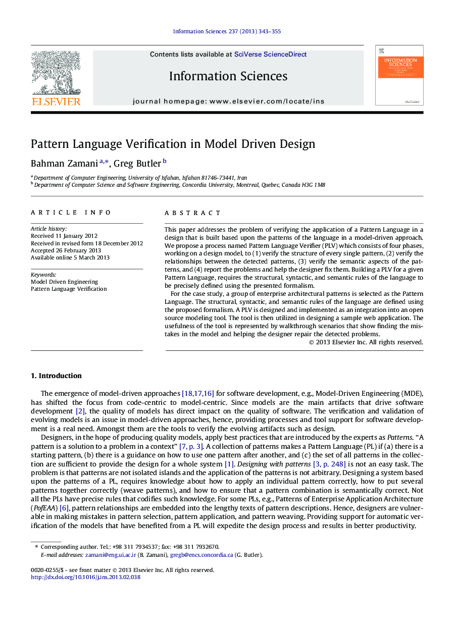 Pattern Language Verification in Model Driven Design