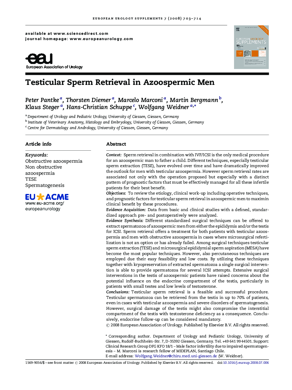 Testicular Sperm Retrieval in Azoospermic Men