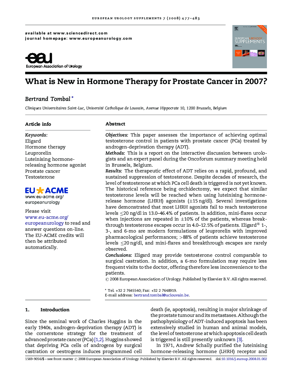 What is New in Hormone Therapy for Prostate Cancer in 2007? 