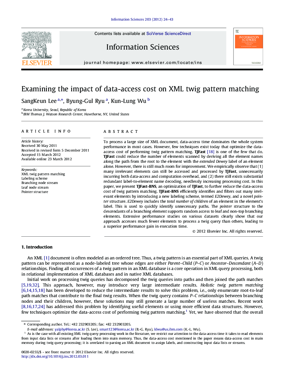 Examining the impact of data-access cost on XML twig pattern matching