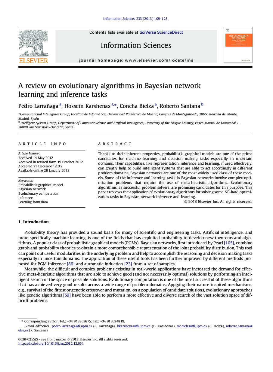 A review on evolutionary algorithms in Bayesian network learning and inference tasks