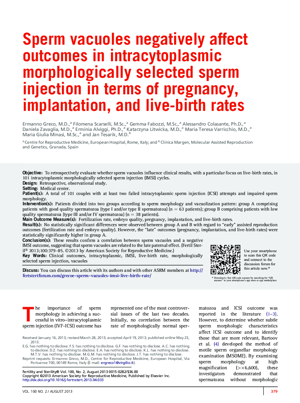 Sperm vacuoles negatively affect outcomes in intracytoplasmic morphologically selected sperm injection in terms of pregnancy, implantation, and live-birth rates 