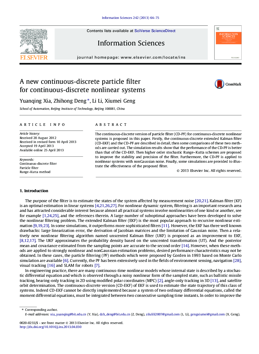 A new continuous-discrete particle filter for continuous-discrete nonlinear systems