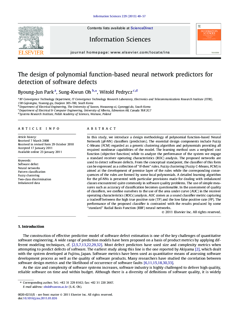The design of polynomial function-based neural network predictors for detection of software defects