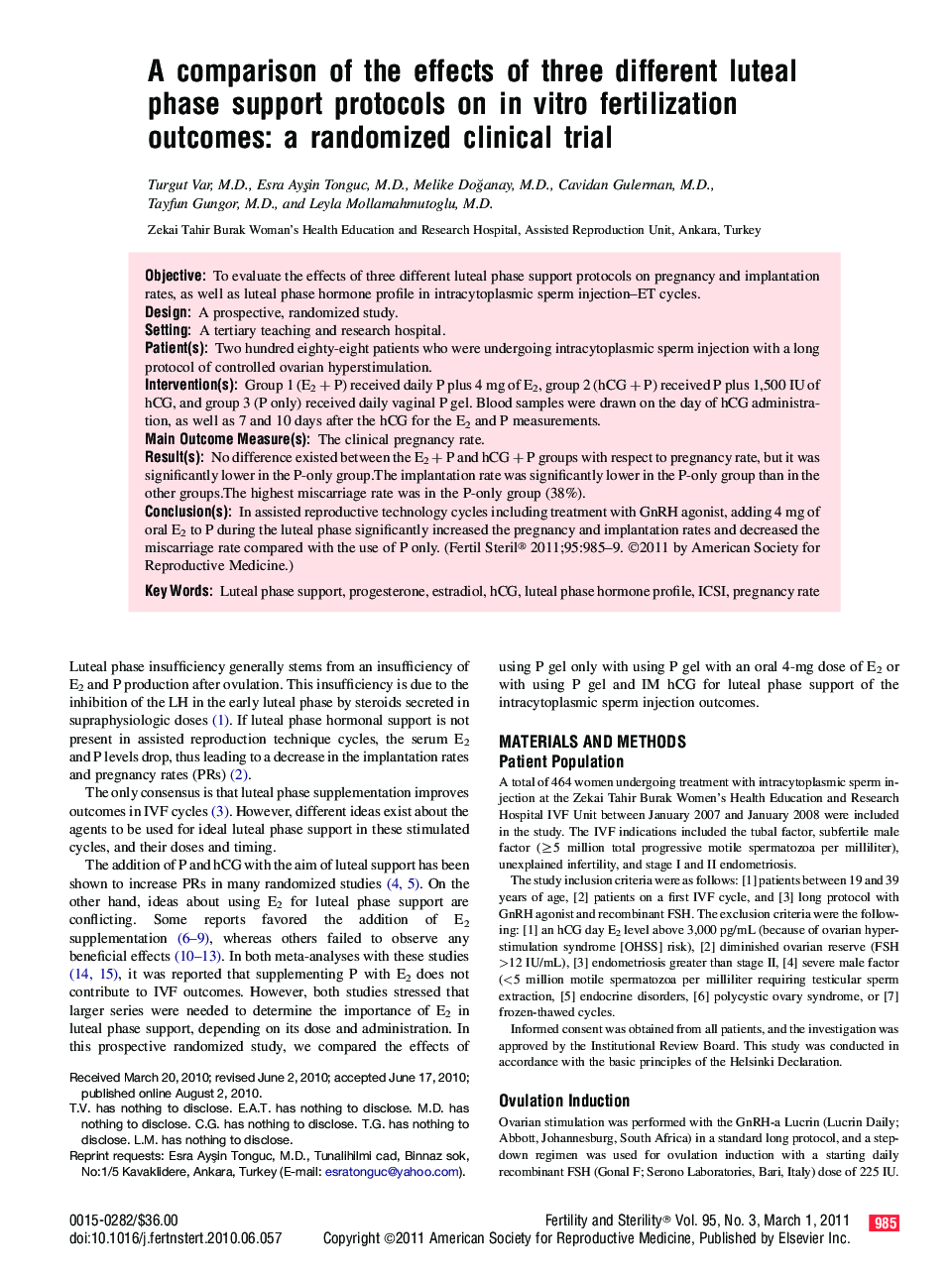 A comparison of the effects of three different luteal phase support protocols on in vitro fertilization outcomes: a randomized clinical trial 