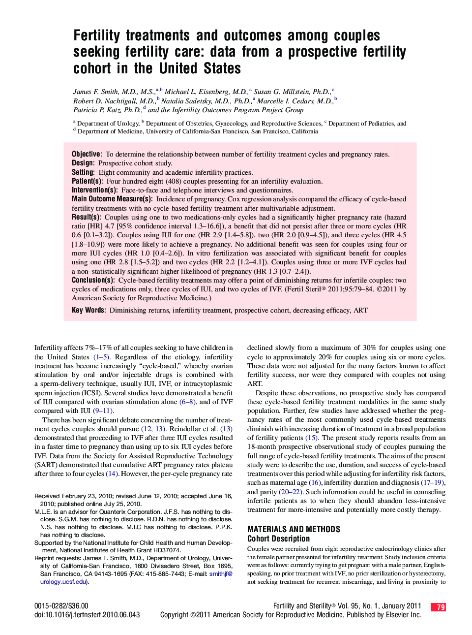 Fertility treatments and outcomes among couples seeking fertility care: data from a prospective fertility cohort in the United States 