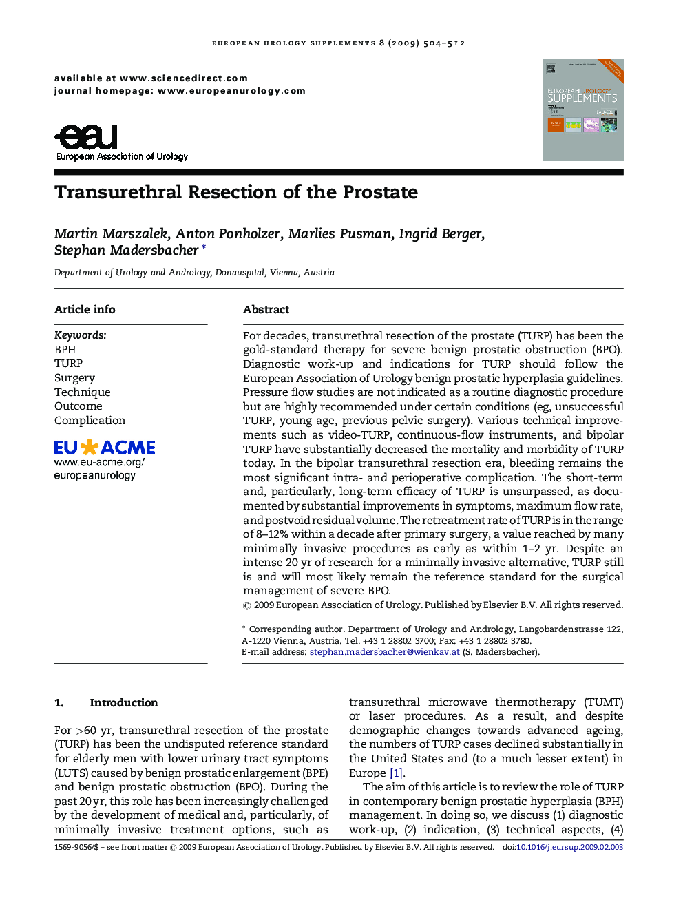 Transurethral Resection of the Prostate