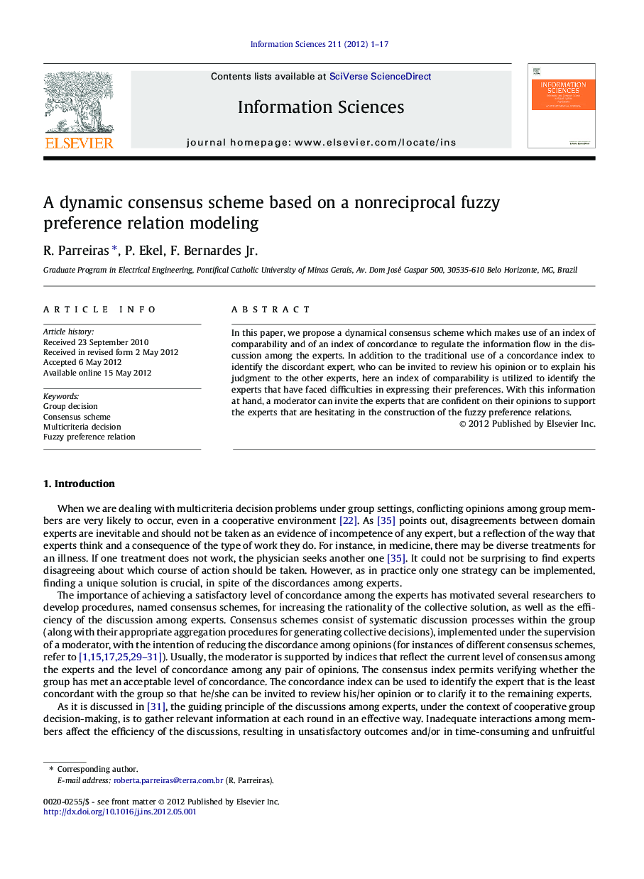 A dynamic consensus scheme based on a nonreciprocal fuzzy preference relation modeling