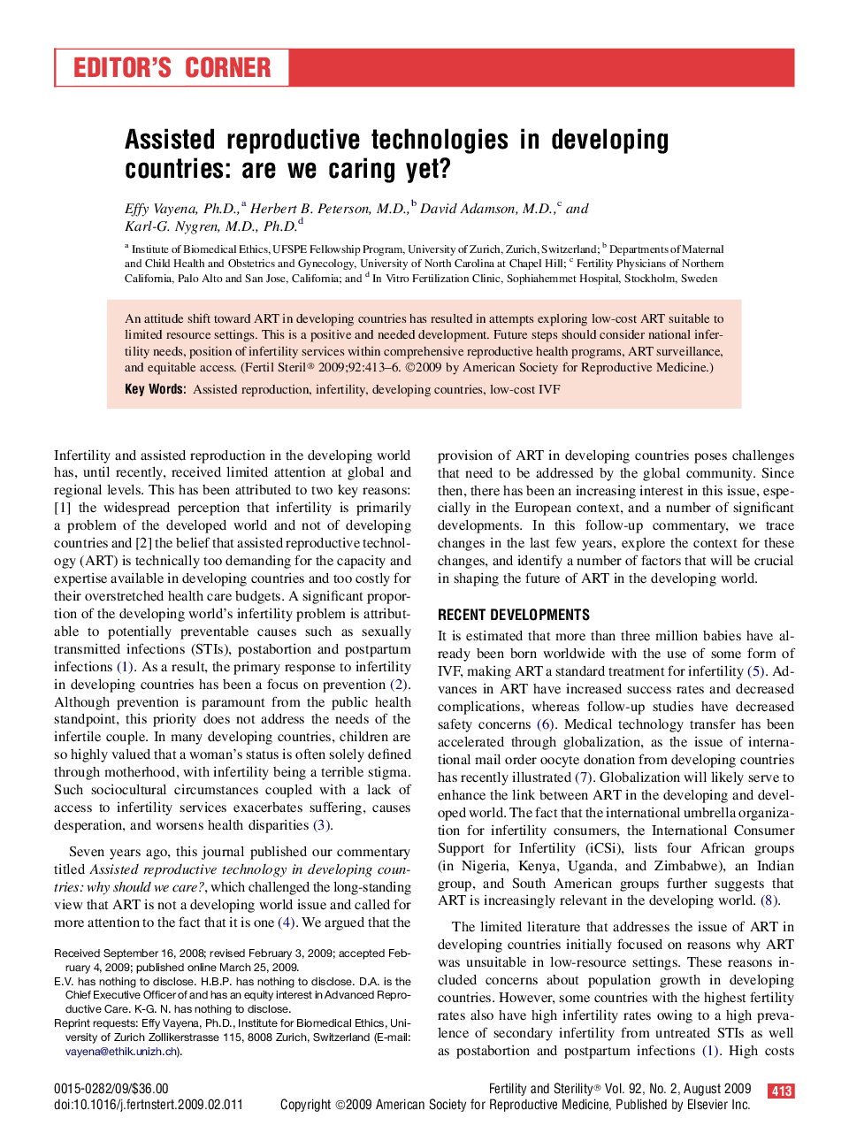 Assisted reproductive technologies in developing countries: are we caring yet? 