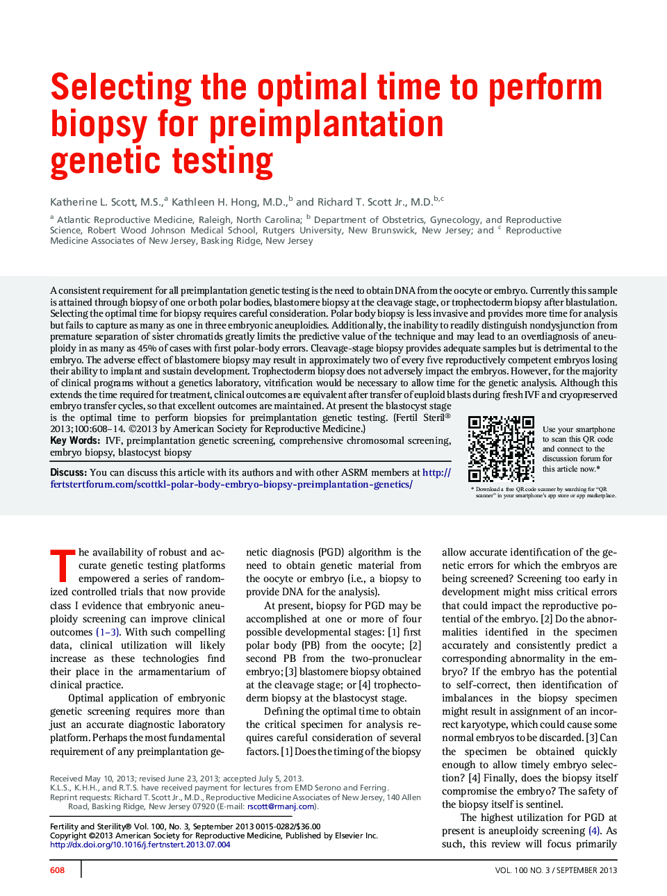 Selecting the optimal time to perform biopsy for preimplantation genetic testing 