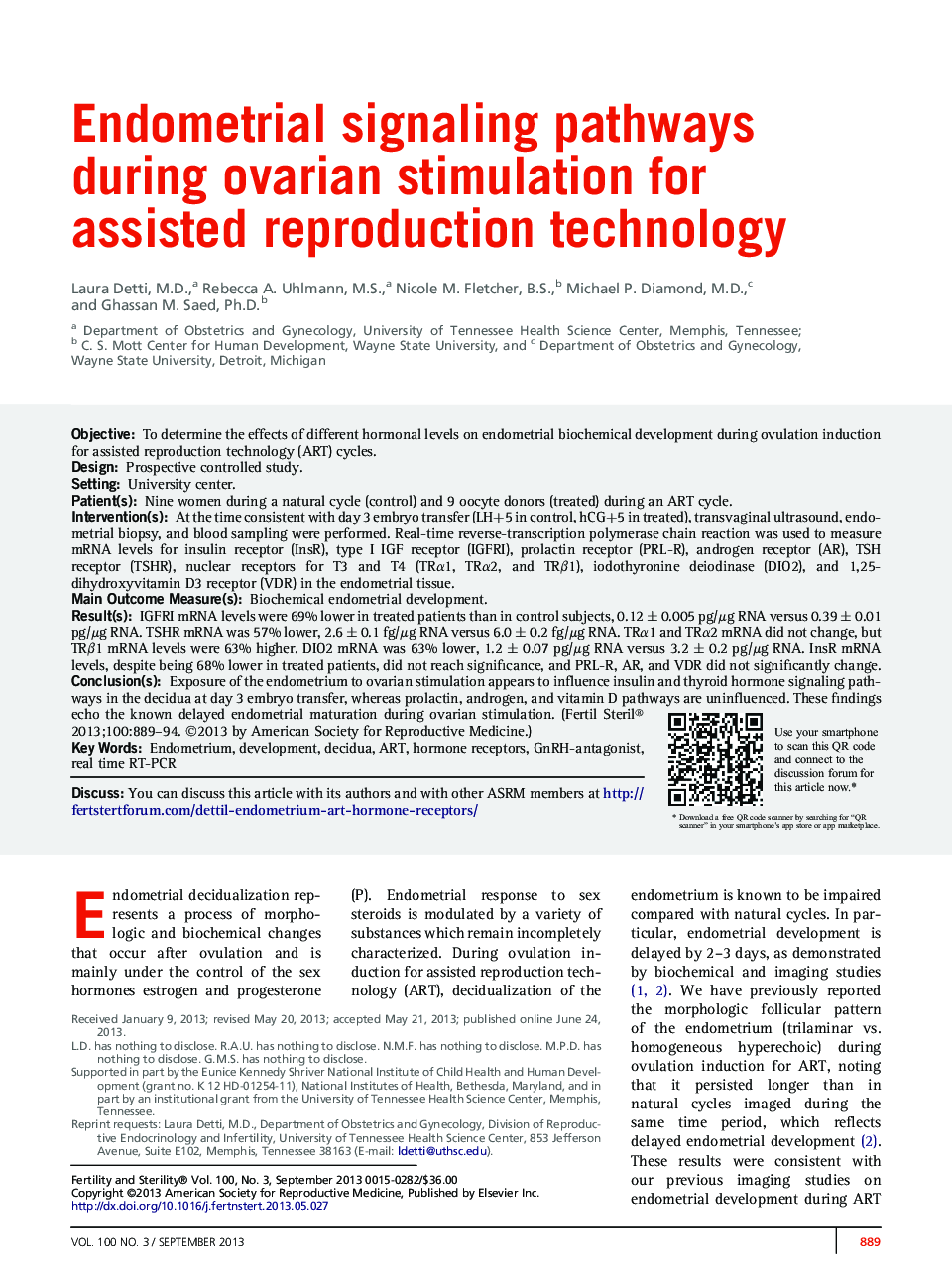 Endometrial signaling pathways during ovarian stimulation for assisted reproduction technology 