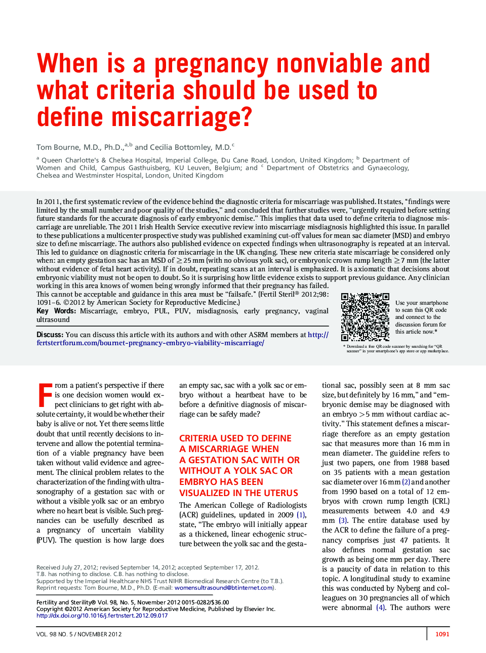 When is a pregnancy nonviable and what criteria should be used to define miscarriage? 