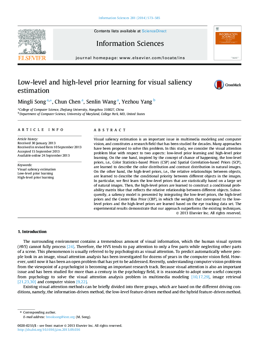 Low-level and high-level prior learning for visual saliency estimation