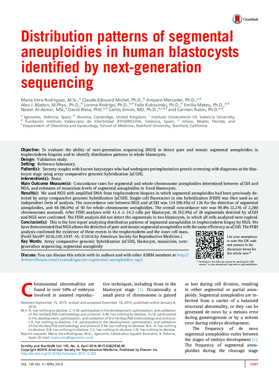 Distribution patterns of segmental aneuploidies in human blastocysts identified by next-generation sequencing