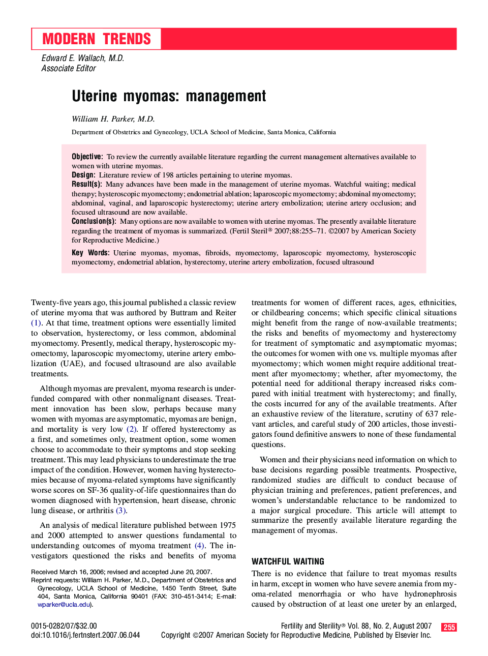 Uterine myomas: management 