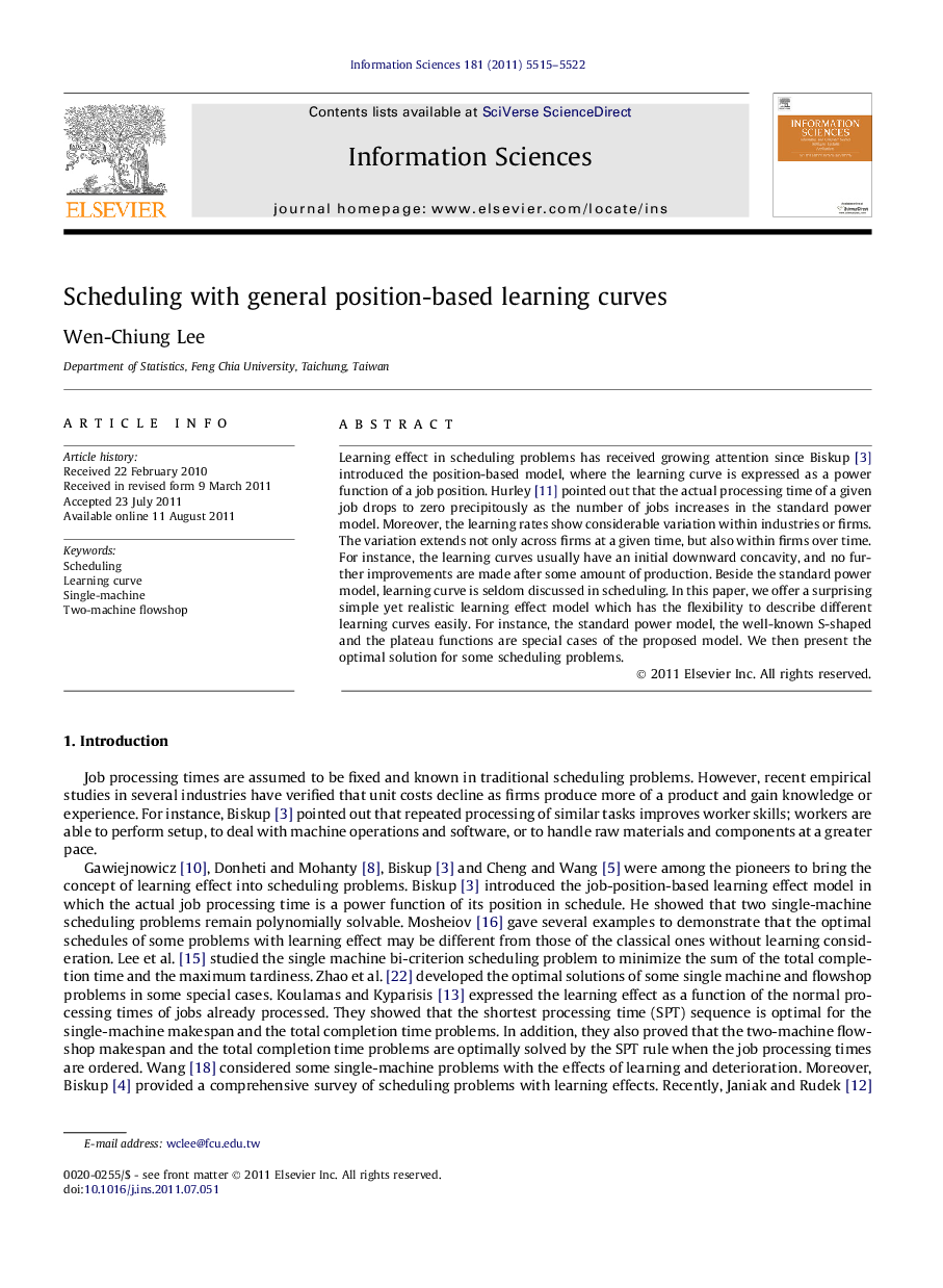 Scheduling with general position-based learning curves