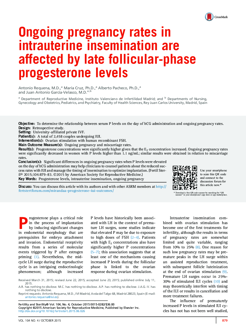 میزان بارداری در حال انجام در تلقیح داخل رحمی با شدت پروژسترون فاز فولیکولی فاز تأثیر می گذارد 