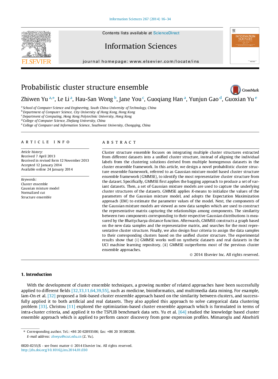 Probabilistic cluster structure ensemble