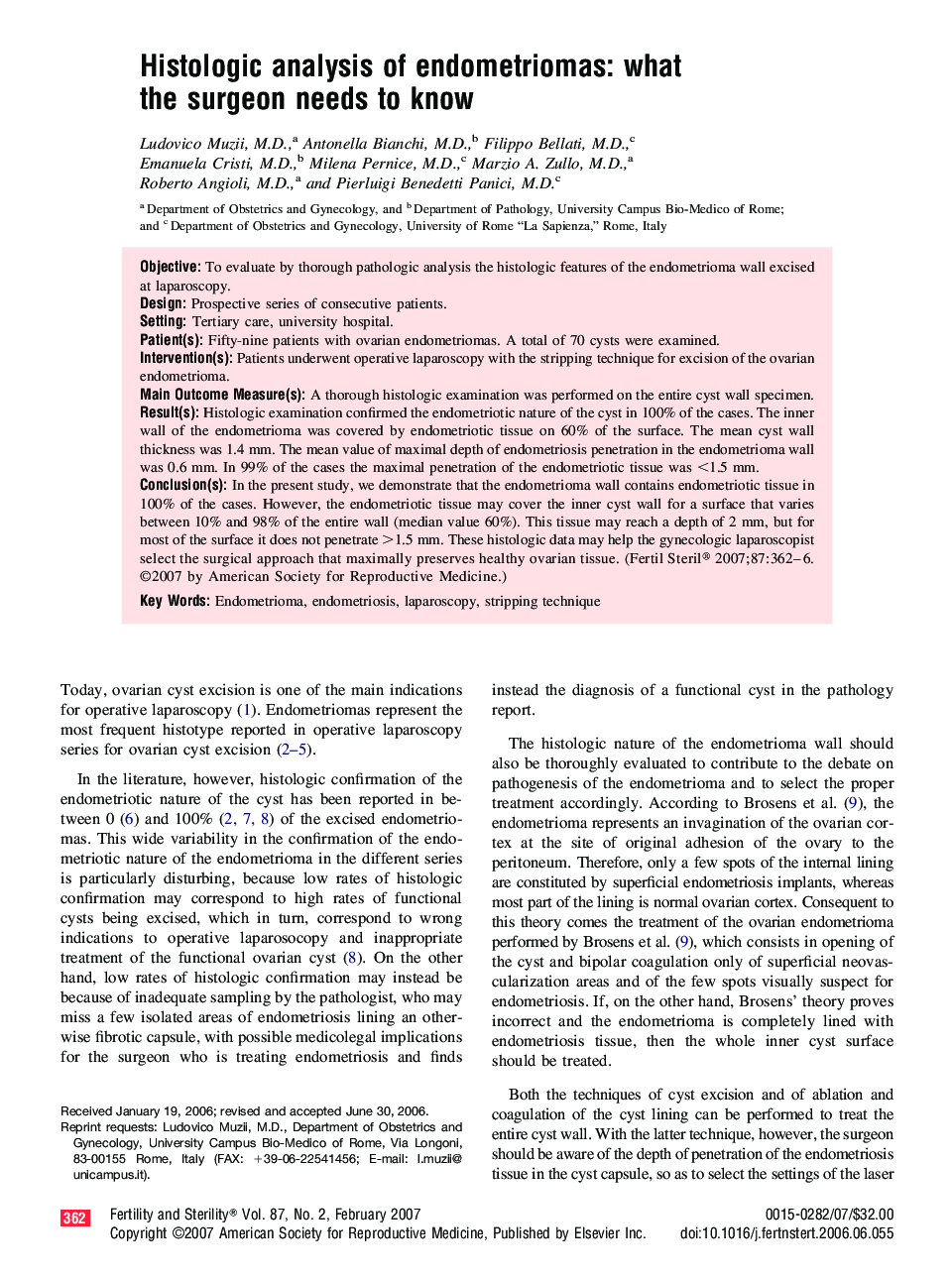 Histologic analysis of endometriomas: what the surgeon needs to know