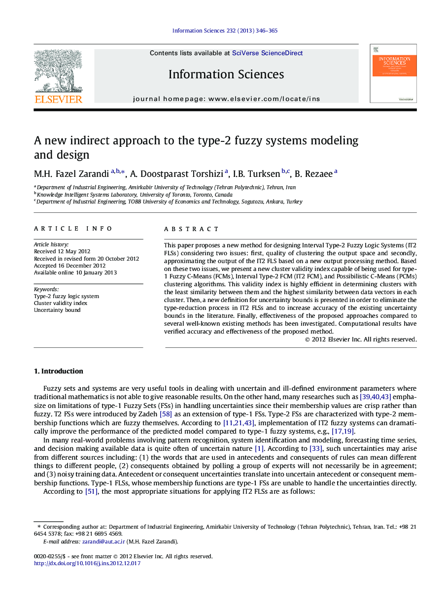 A new indirect approach to the type-2 fuzzy systems modeling and design